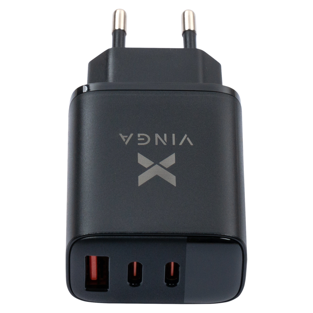 Зарядний пристрій Vinga 2xUSB-C PD30W + USB-A QC30W Display 30W Max (VCR30ACCDB) - зображення 3