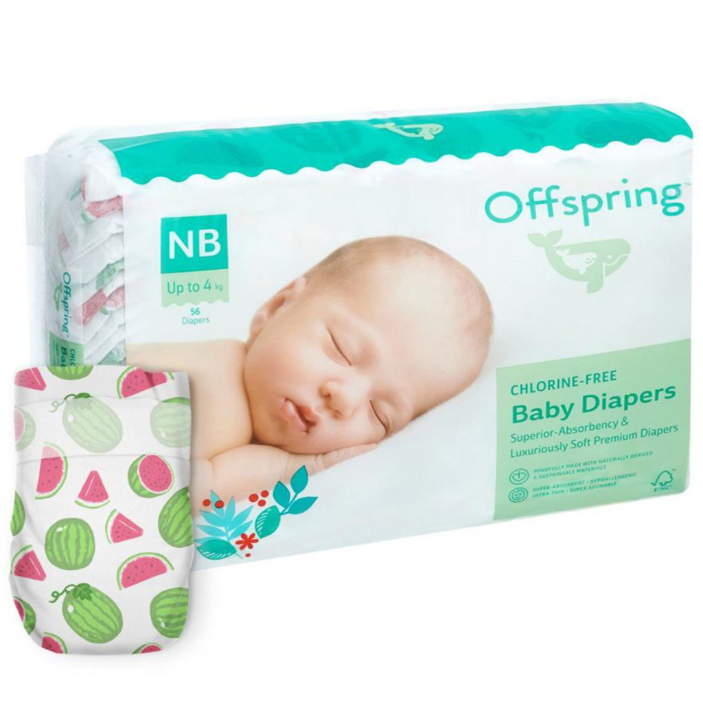 Підгузки Offspring Розмір NB (до 4 кг) 56 шт, Кавун (9355465008056) (DP-OI-FAT-NB56P-WML) - зображення 1