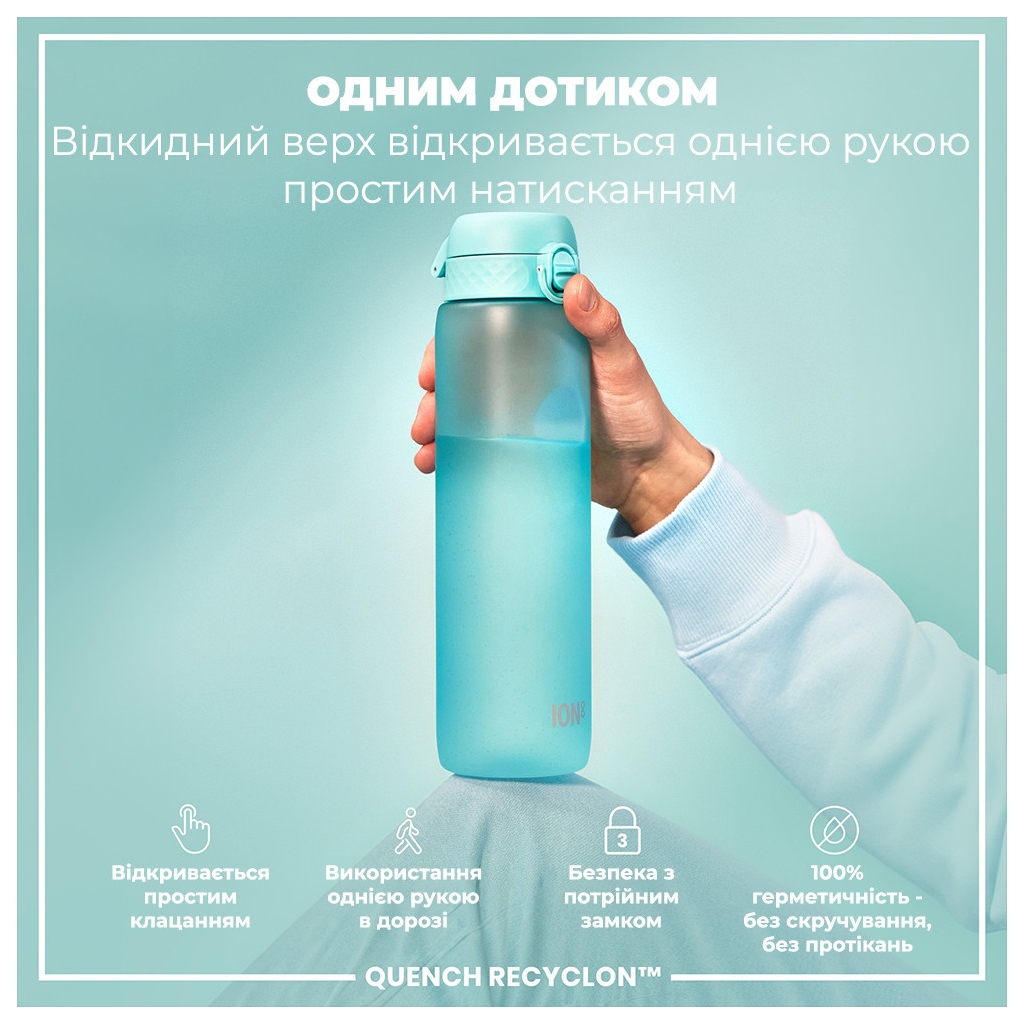 Пляшка для води ION8 OneTouch Times To Drink 1000 мл BPA Free, Sonic Blue (I8RF1000PBMOT2) - зображення 2