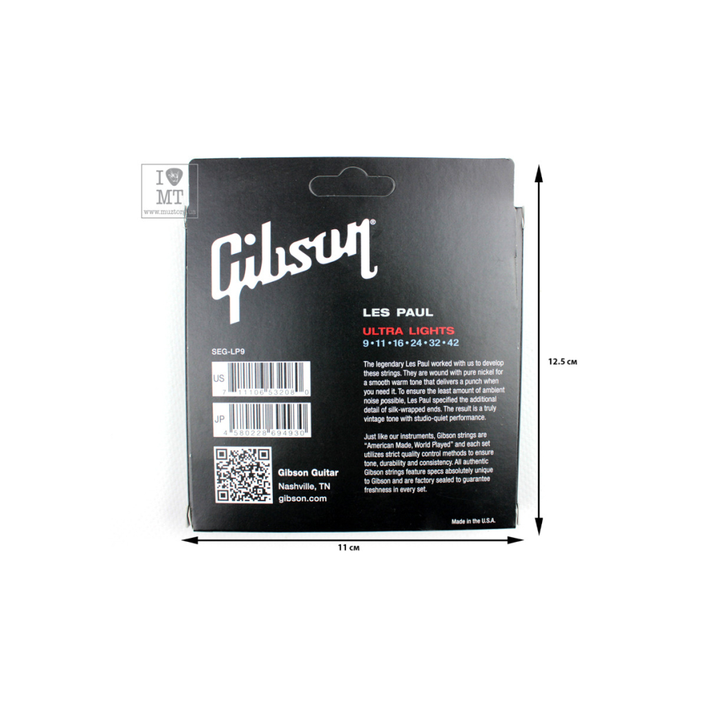 Струни для гітари Gibson SEG-LP9 Les Paul Pure Nickel Wound (09-42) (A001569) - зображення 2