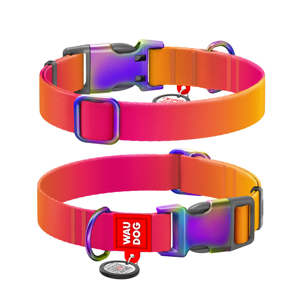 Нашийник для тварин WAUDOG Recycled з QR паспортом M Ш 20 мм Д 28-40 см помаранчевий (46514) - зображення 1