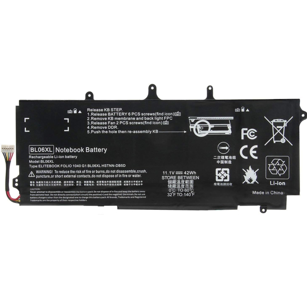Акумулятор до ноутбука HP EliteBook Folio 1040 G2 BL06XL, 46Wh (4000mAh), 6cell, 11.55V, Li-Pol AlSoft (A71086) - зображення 1