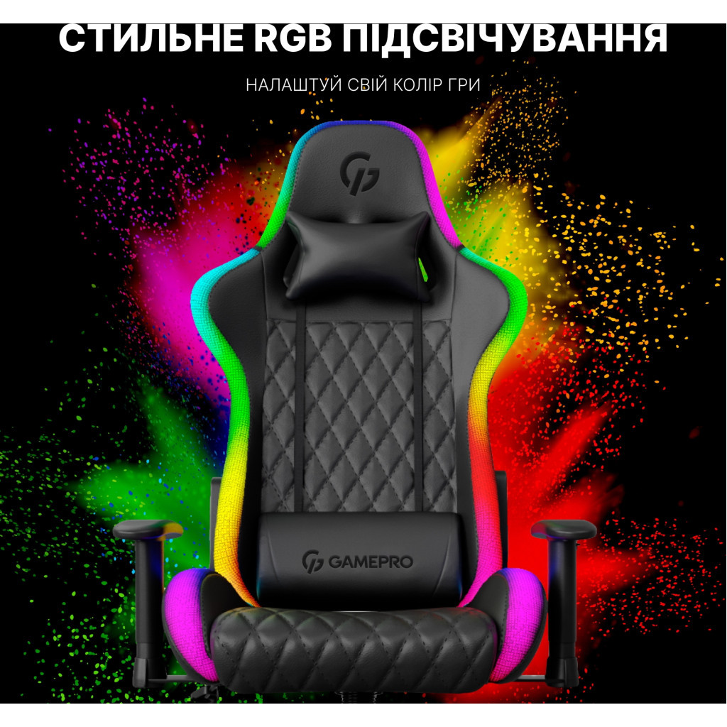 Крісло ігрове GamePro Hero RGB Black (GC-700-Black) - зображення 11