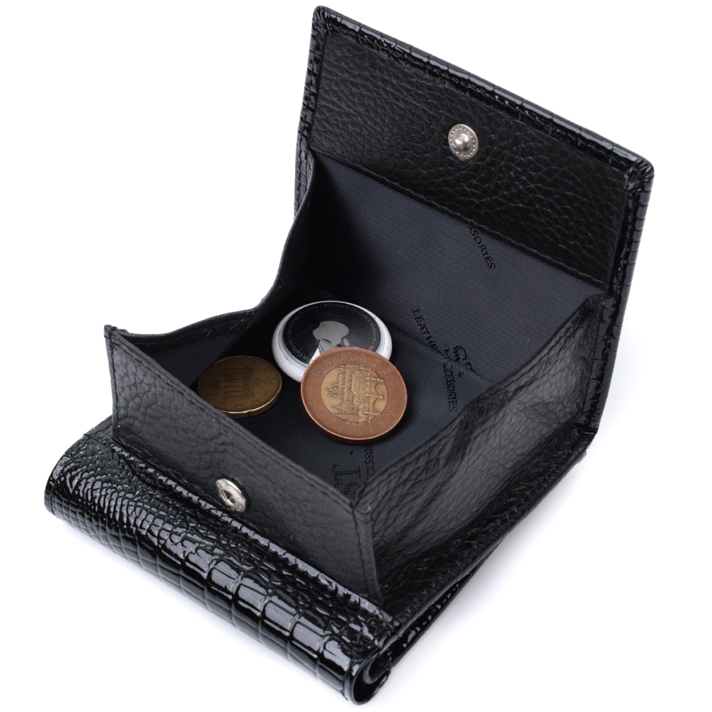 Гаманець ST Leather З натуральної лакованої шкіри Чорний (22688) - зображення 8