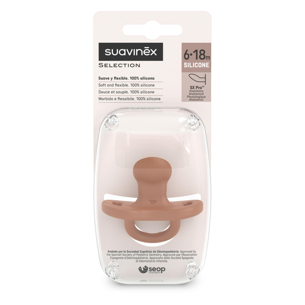 Пустушка Suavinex Colour Essence 6-18 міс, анатомічна силіконова, коричнева (308076) - изображение 2