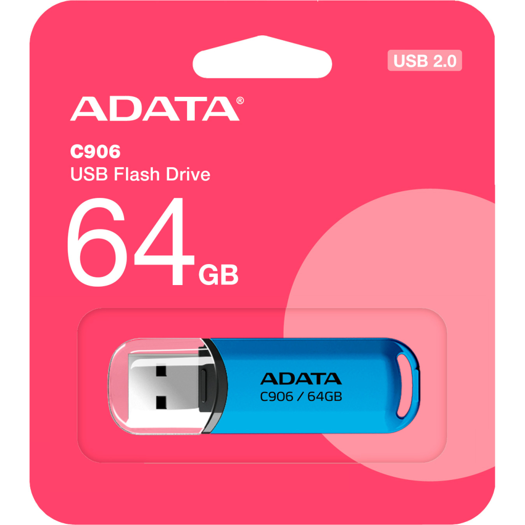 USB флеш накопичувач ADATA 64GB C906 Blue USB 2.0 (AC906-64G-RWB) - зображення 3