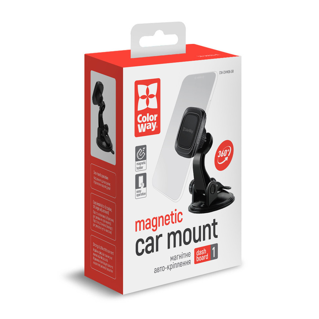 Універсальний автотримач ColorWay Dashboard-1 (360 rotation) magnetic Gray (CW-CHM06-GR) - зображення 9