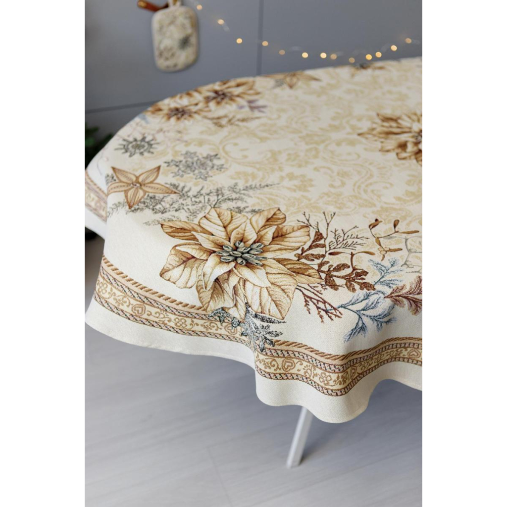 Скатертина Прованс гобеленова з велюром Золоте свято овал 135х240 см (037392) - зображення 2