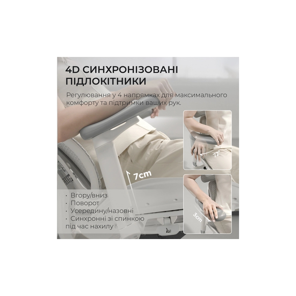 Офісне крісло Sihoo DORO S100 Mesh White (S100-M302) - зображення 11