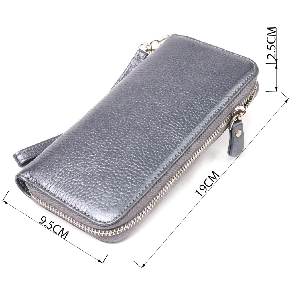 Гаманець Canpellini З натуральної шкіри флотар Сірий (21622) - зображення 3