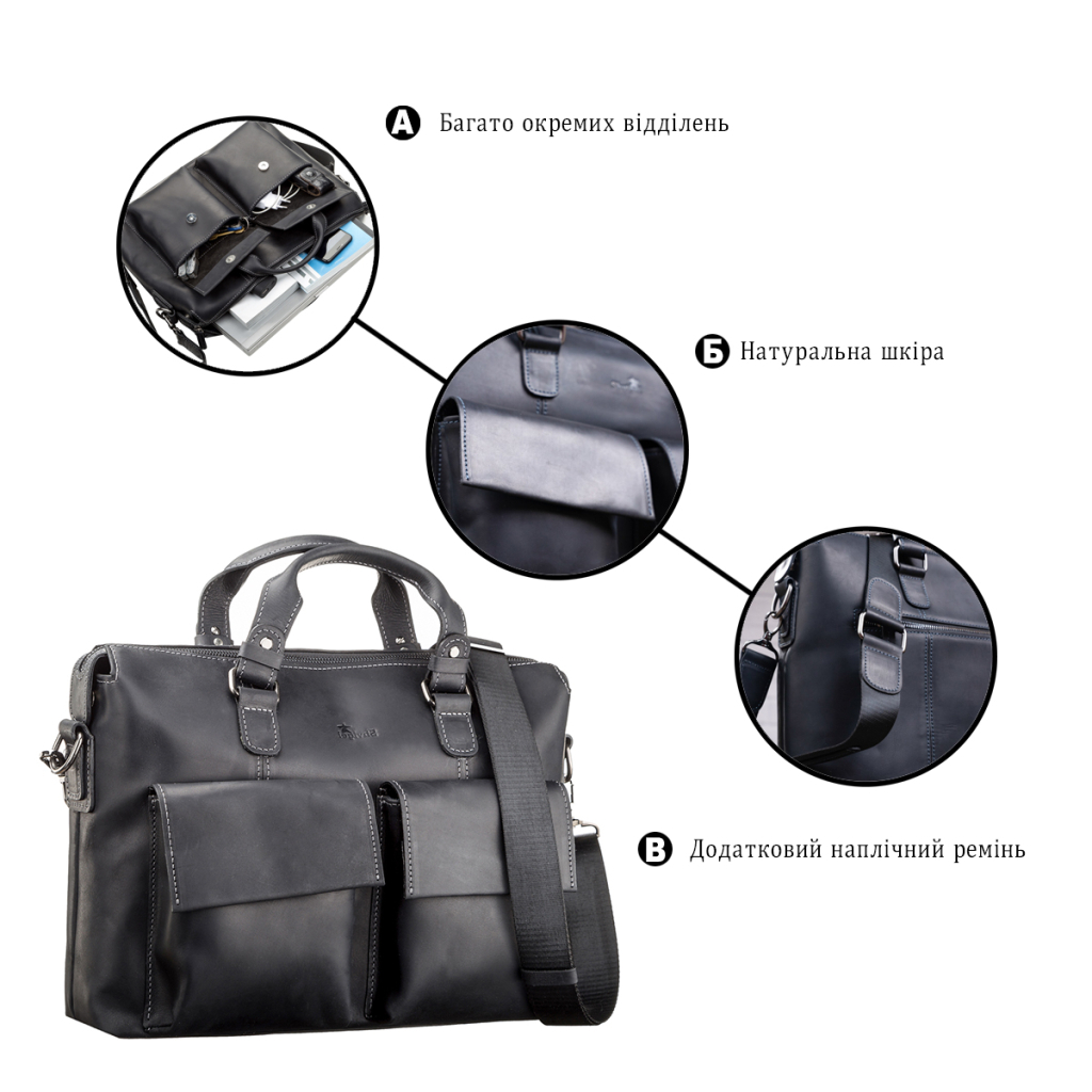 Сумка Shvigel Шкіряна Чорна (11111) - зображення 4