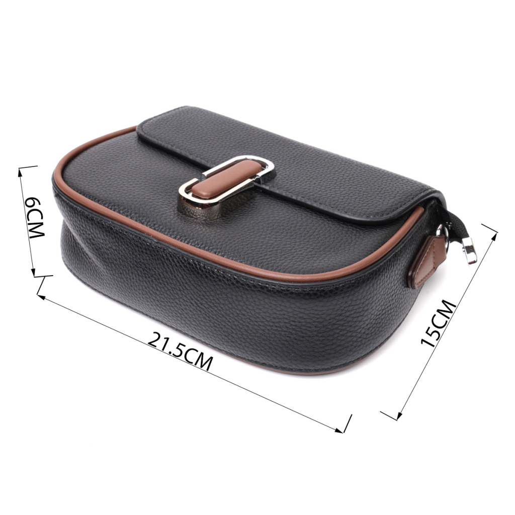 Сумка Vintage Шкіряна напівкругла з магнітом-застібкою для жінок Чорна (22441) - зображення 3