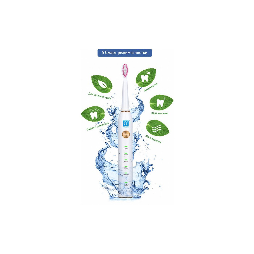 Електрична зубна щітка AHealth SMART SONIC SMILE 1 white (AHsss1w) - зображення 2