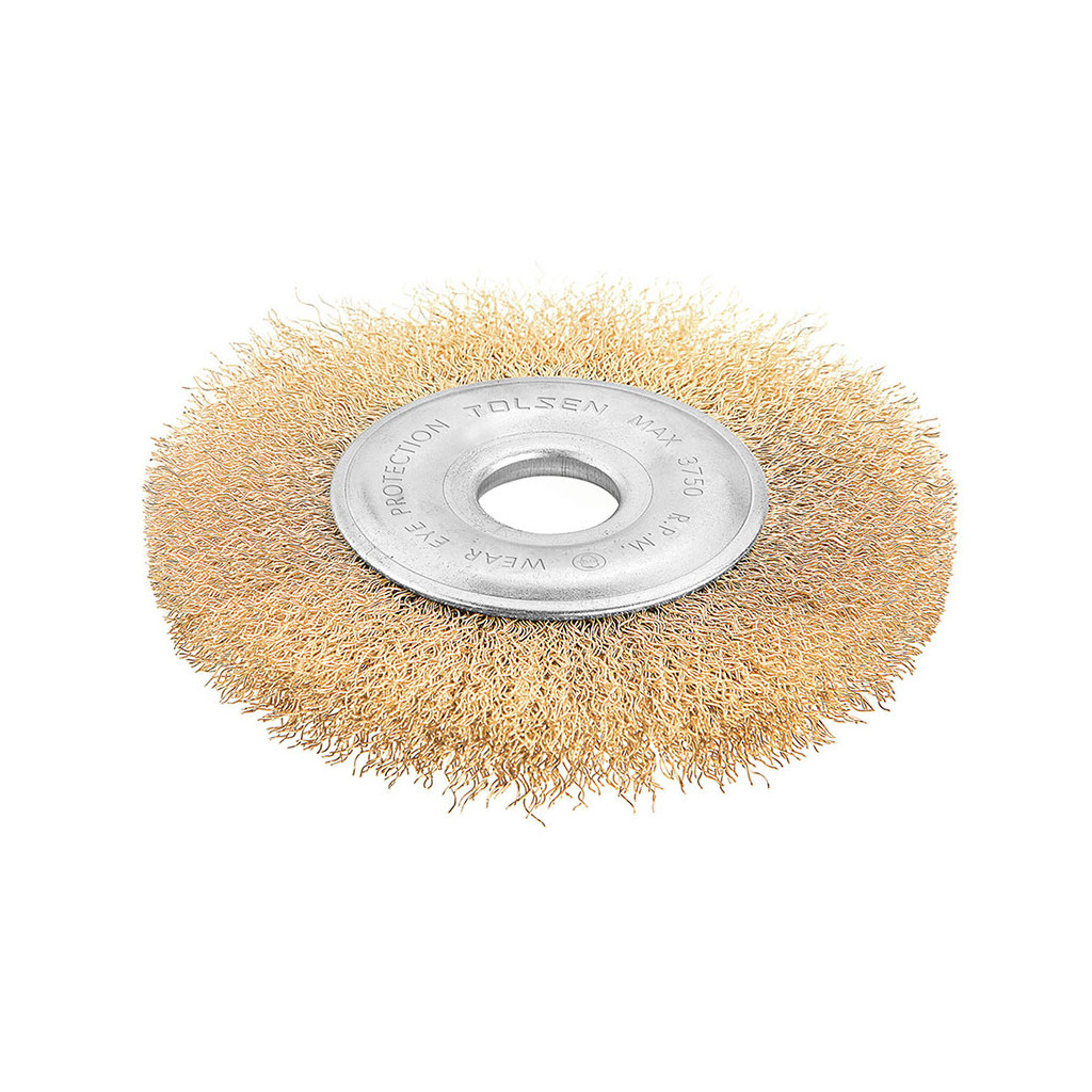 Щітка для електроінструменту Tolsen дискова 125 мм х 22.2 мм, гофрований латунований дріт 0.3 мм (77527) - зображення 1