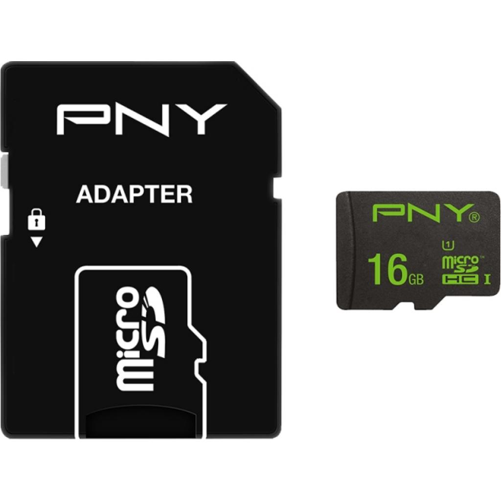 Карта пам'яті PNY flash 16GB microSDHC class 10 UHS-I (SDU16GHIGPER-1-EF) - зображення 1