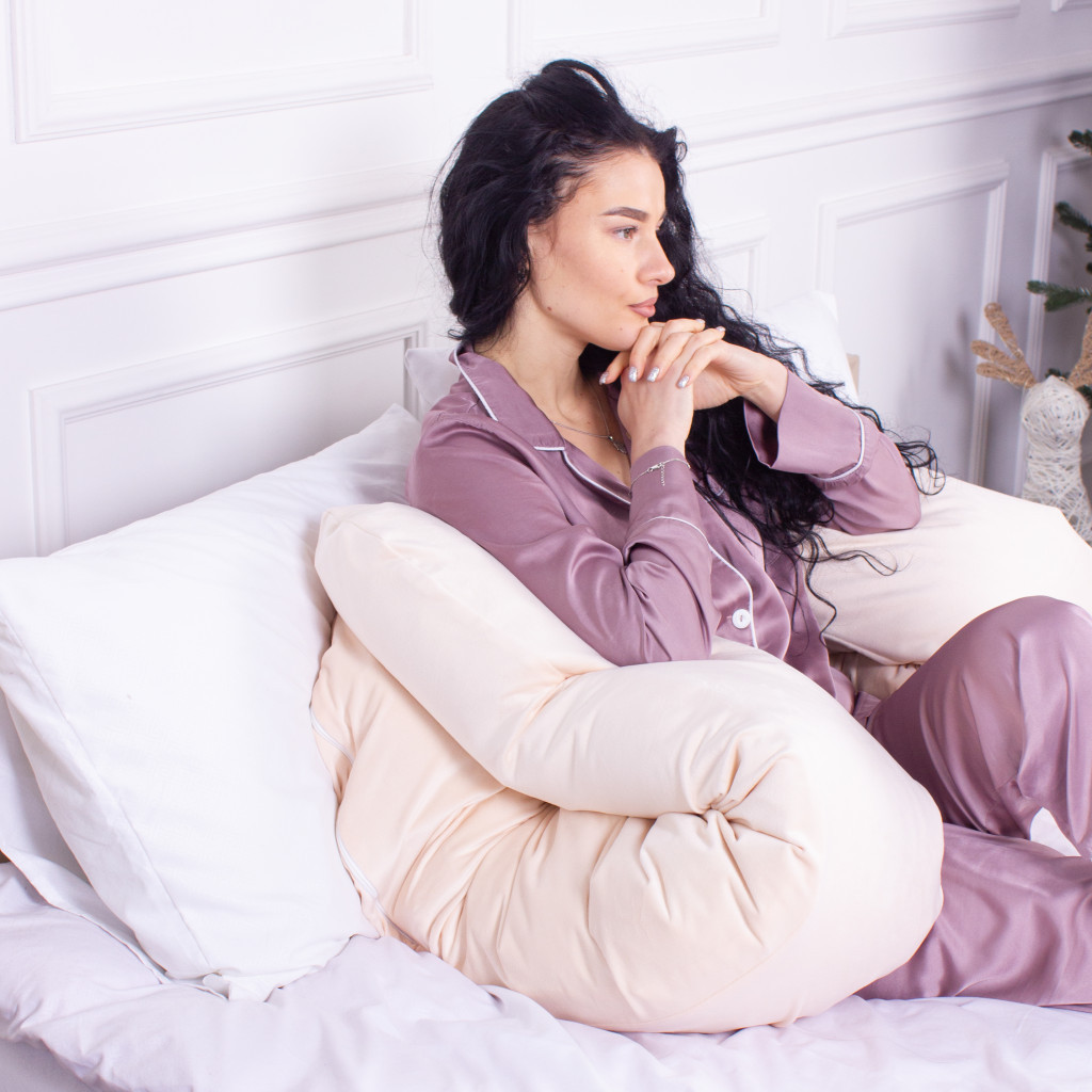 Подушка MirSon для вагітних та відпочинку Velvet Line №8019 U-подібна Cream (2200006178514) - изображение 5