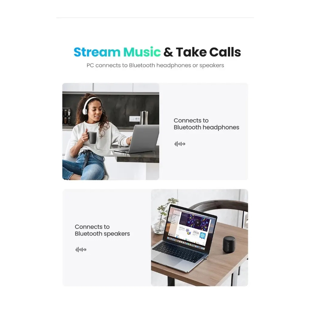 Bluetooth-адаптер Ugreen CM390 USB Bluetooth 5.0 Adapter (80889) - зображення 4