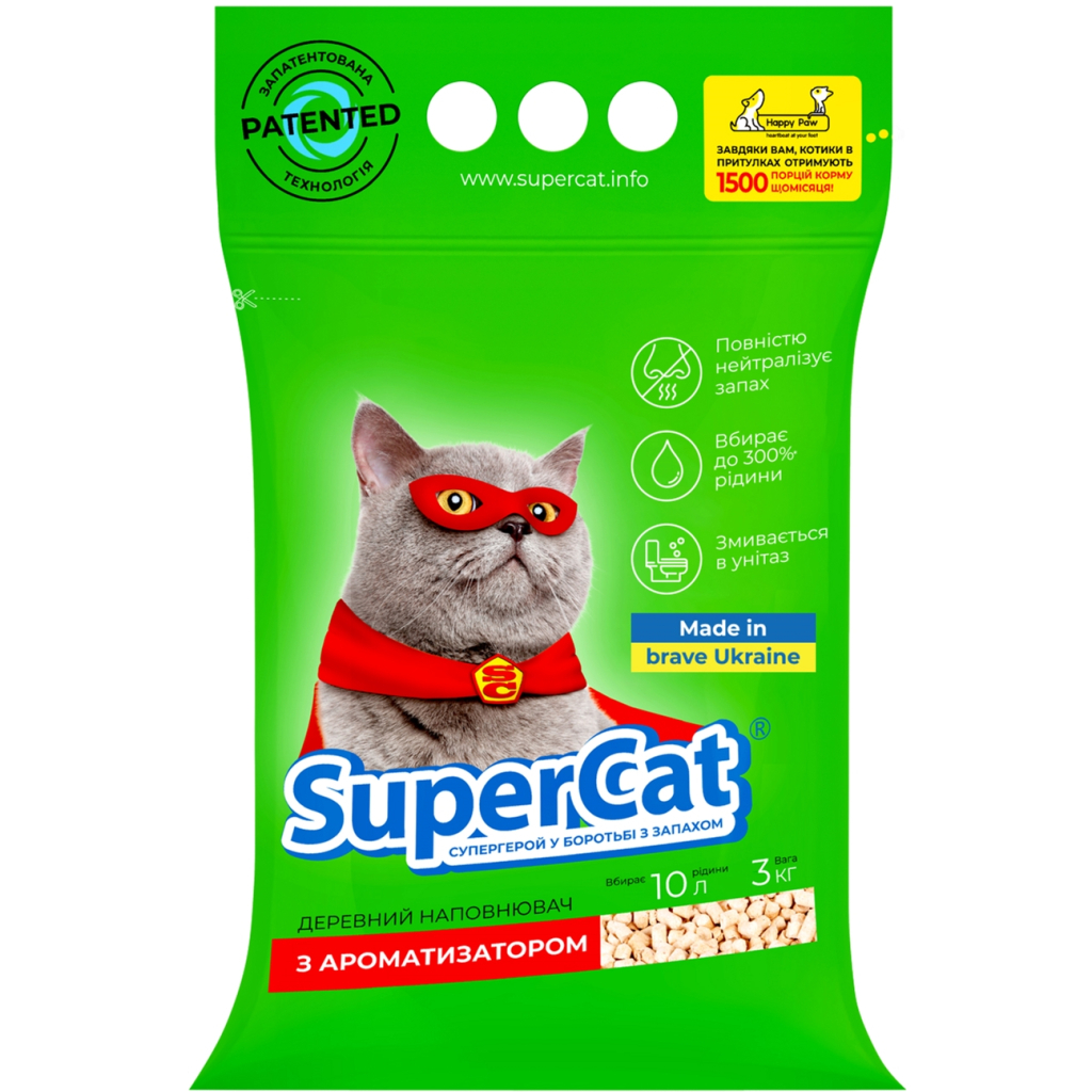 Наповнювач для туалету Super Cat Деревний вбирний з ароматизатором 3 кг (5 л) (3551) - изображение 1