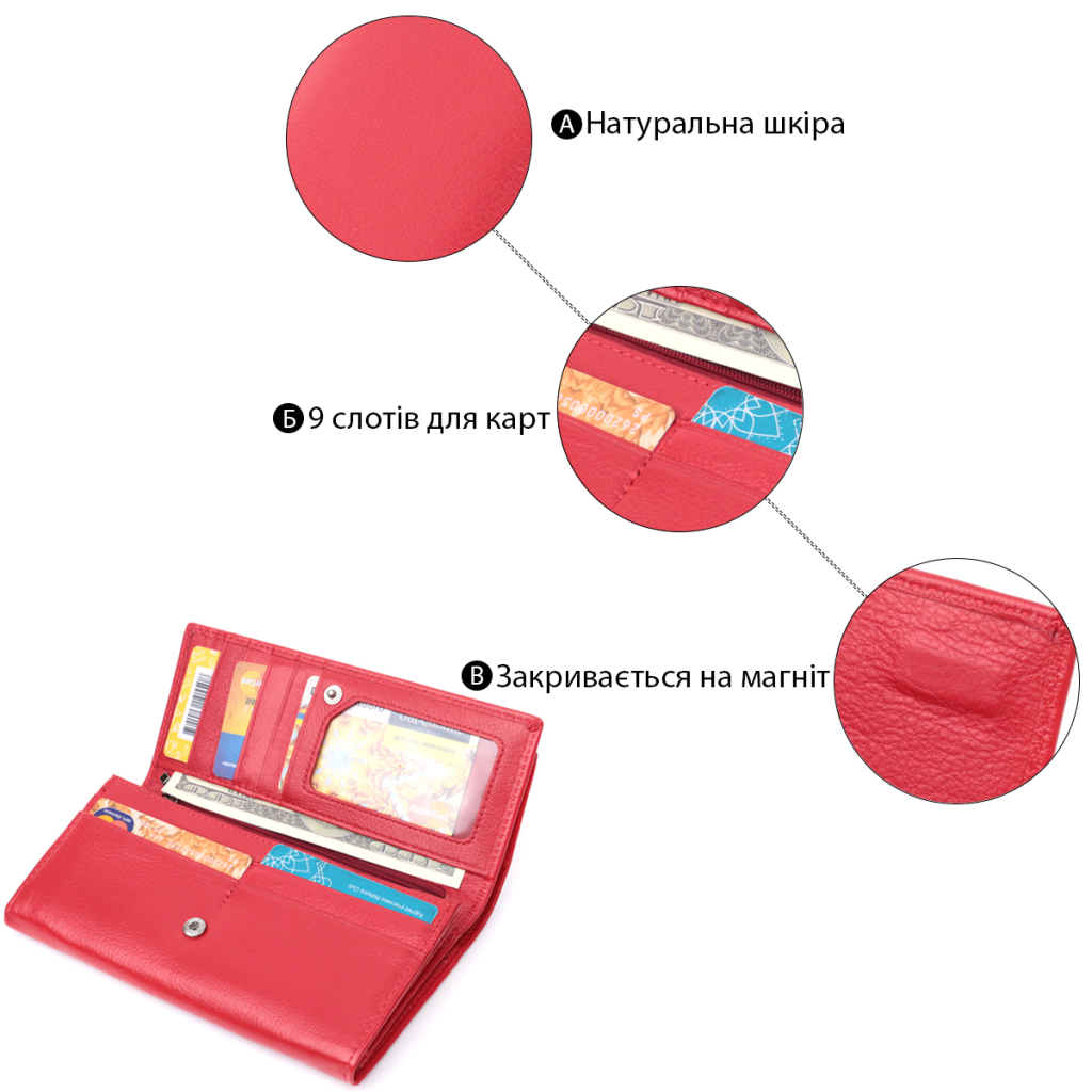 Гаманець ST Leather З натуральної шкіри Червоний (22695) - зображення 4