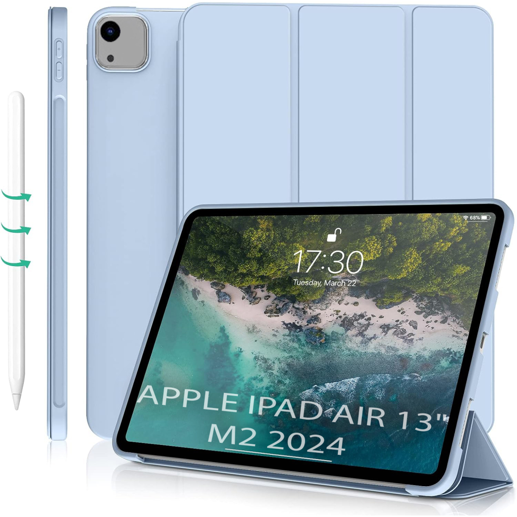 Чохол до планшета BeCover Tri Fold Soft TPU Silicone Apple iPad Air 13" M2/M3 (2024/2025) Light Blue (711741) - зображення 1