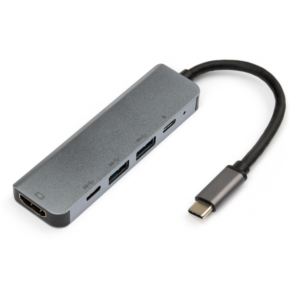 Концентратор Vinga Type-C to 4K HDMI+2*USB3.0+PD+USB-C 3.1 Gen1 aluminum (VCPHTC5AL) - зображення 1
