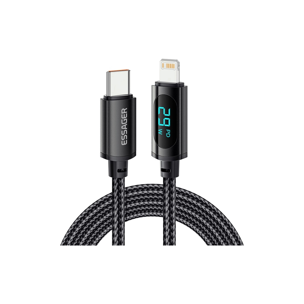 Дата кабель USB-C to Lightning 1.0m 29W LED black Essager (EXCTL-XY01-P) - зображення 1