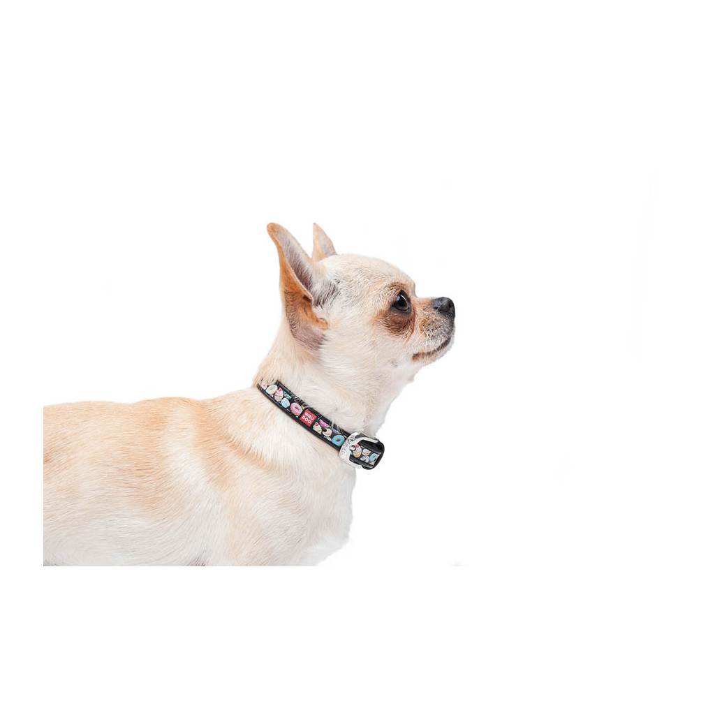 Нашийник для тварин WAUDOG Design з QR паспортом "Пончики" Ш 25 мм Д 38-49 см чорний (37131) - изображение 4