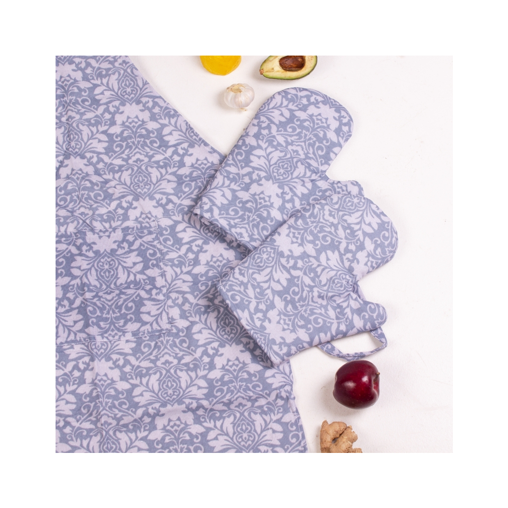 Фартух MirSon Набір №217 - Blue patterns дві прихватки + дві рукавички-прихватки + фартух (2200006754442) - изображение 3