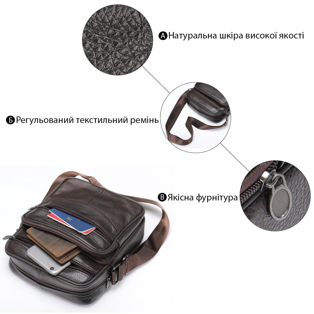 Сумка Vintage Шкіряна Коричнева (20346) - зображення 4