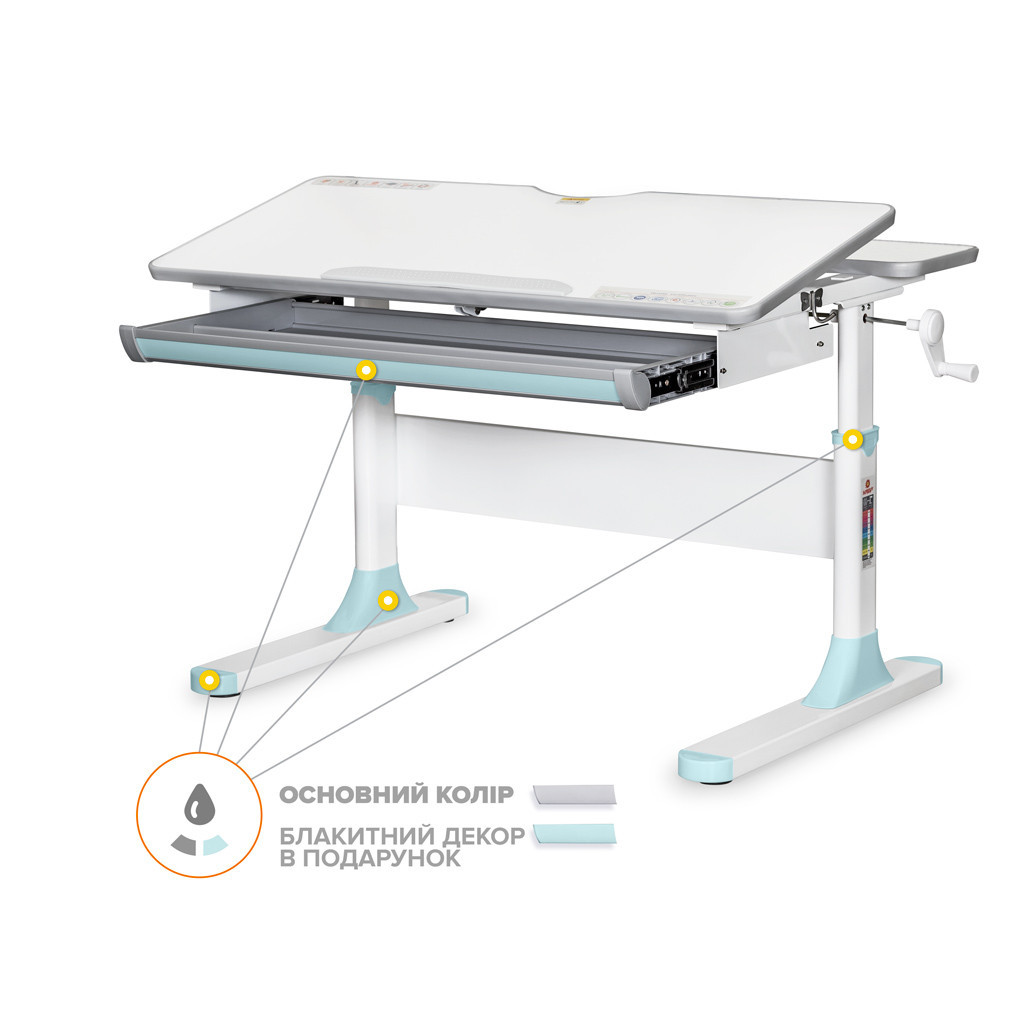 Парта Mealux Edmonton Multicolor Blue Lite (BD-610 W/MC + BL Lite) - зображення 1