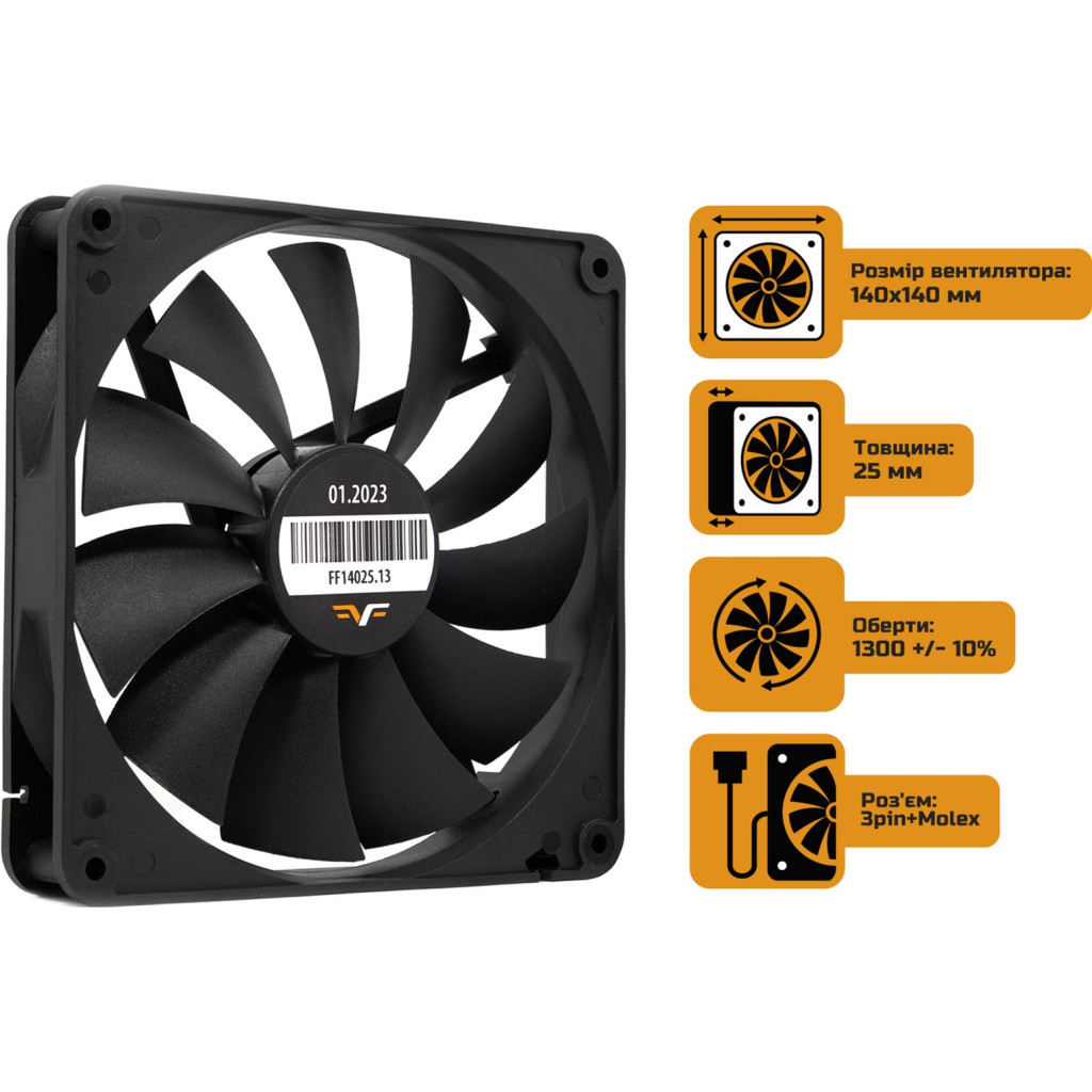 Кулер до корпусу Frime FF14025.13 - зображення 2