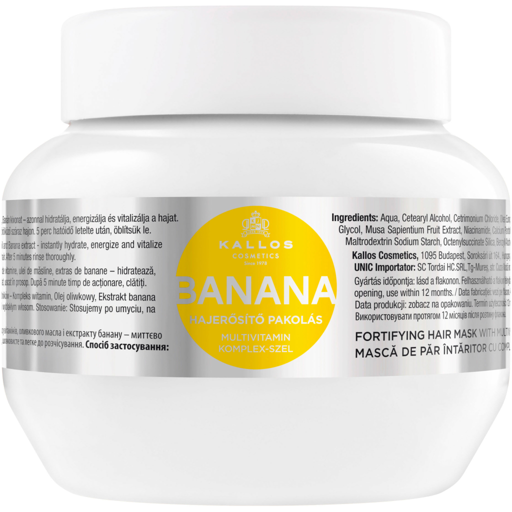 Маска для волосся Kallos Cosmetics Banana для зміцнення волосся з екстрактом банана 275 мл (5998889511944) - зображення 1