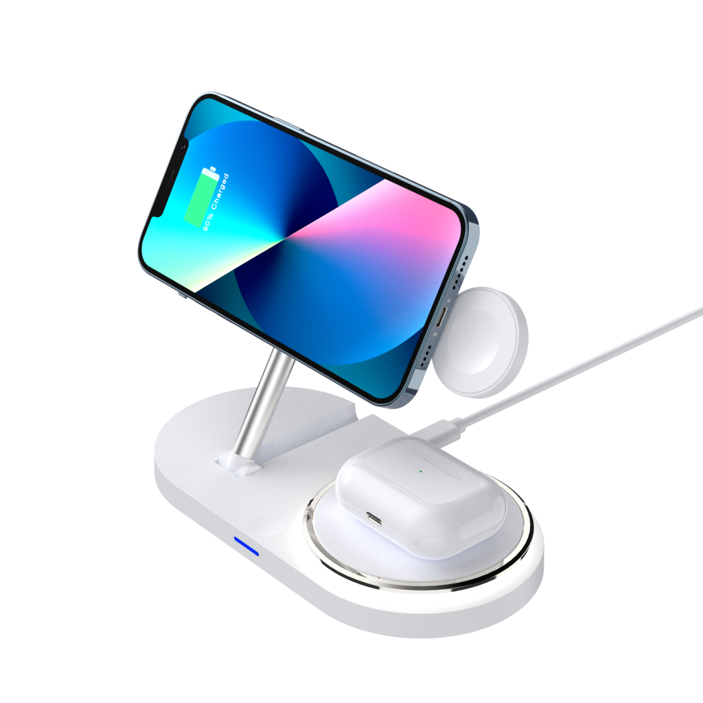 Зарядний пристрій Armorstandart Wireless Charging H101 3 in 1 Magnetic White (ARM78102) - зображення 5