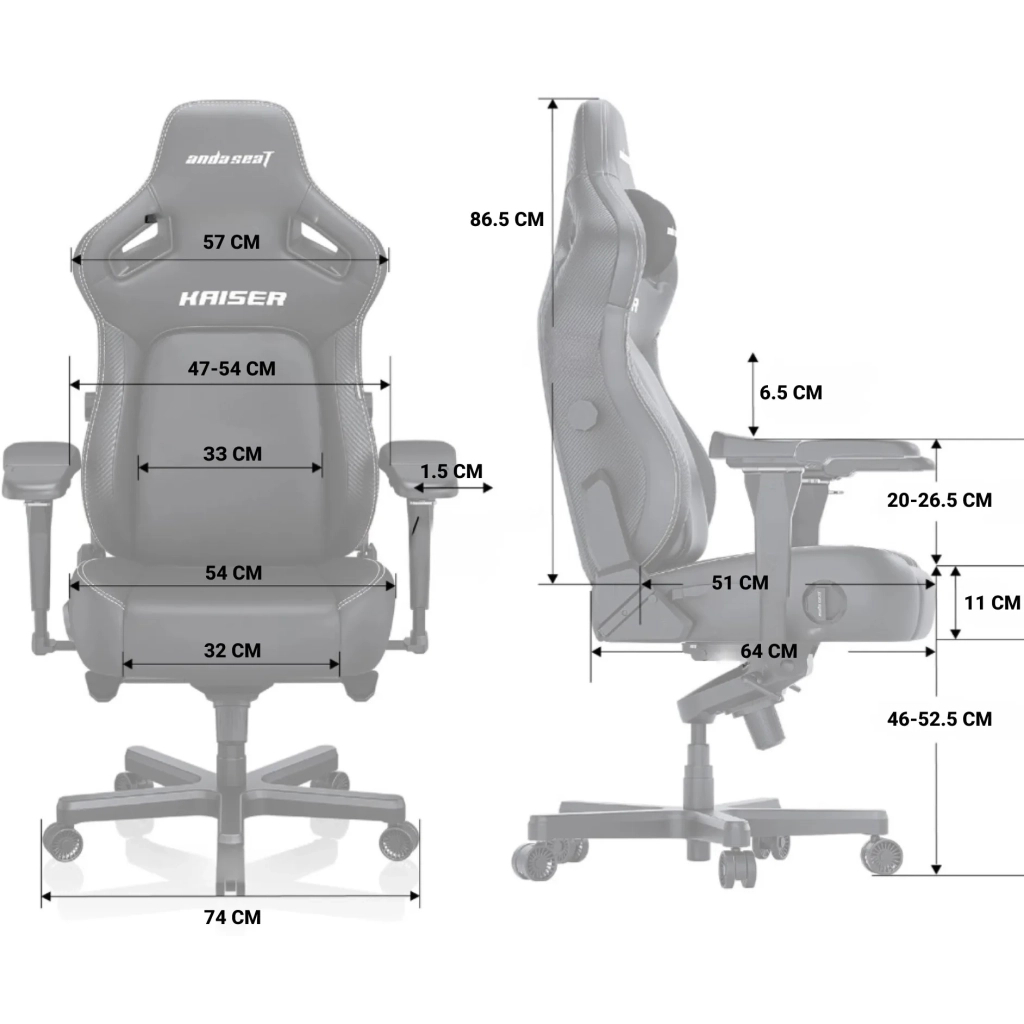 Крісло ігрове Anda Seat Kaiser 4 Fabric Size XL Black (AD12YDDC-XLL-20-B-CF) - зображення 12