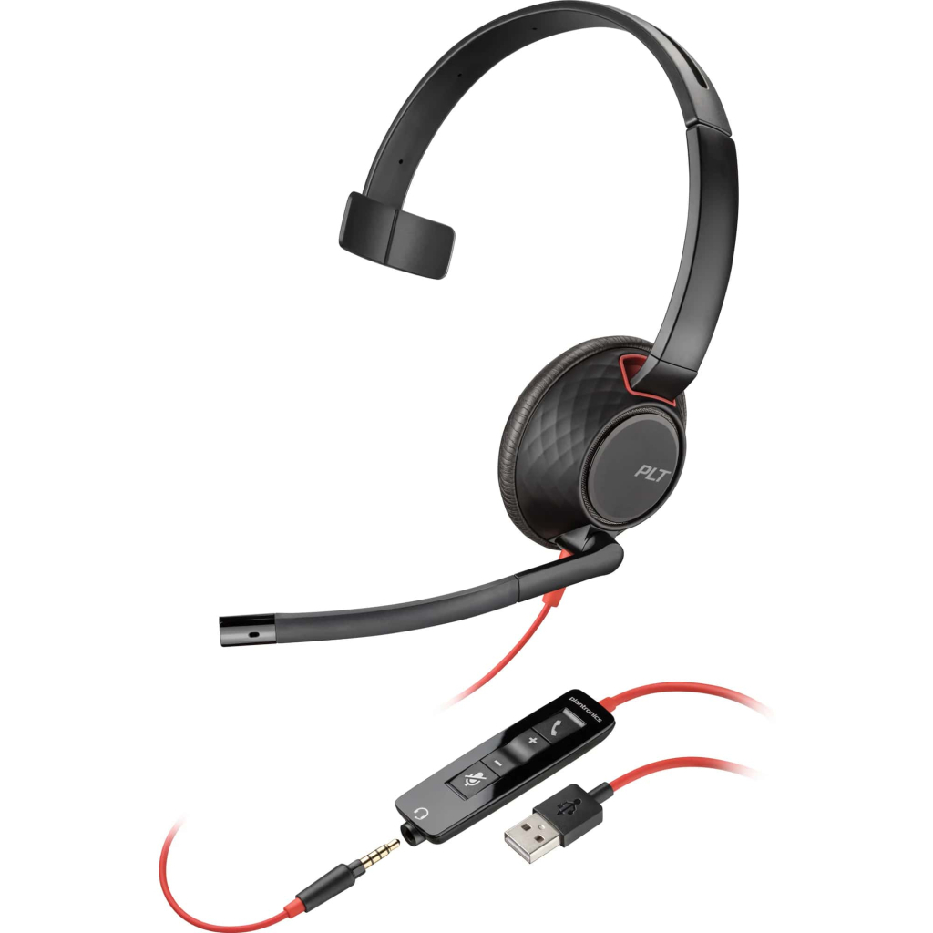 Навушники Poly Blackwire 5210 USB-A/USB-C 3.5 мм Black (8X230AA) - зображення 1