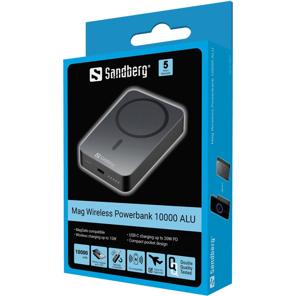 Батарея універсальна Sandberg 10000mAh 20W Magnetic Wireless Qi 15W (420-97) - зображення 4