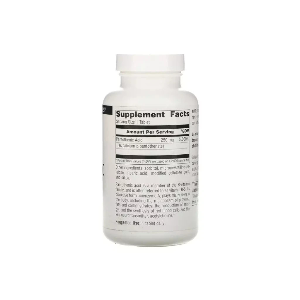 Вітамін Source Naturals Пантотенова кислота, Pantothenic Acid, Вітамін В-5, 250 мг, 250 та (SN0512) - зображення 2