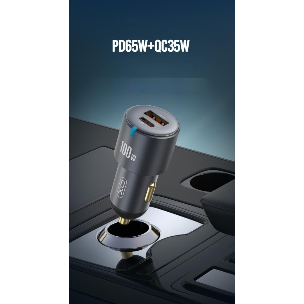Зарядний пристрій XO CC47 1 USB 65W + 1 Type-C PD 35W (100W) Black (XO-CC47-BK) - зображення 8
