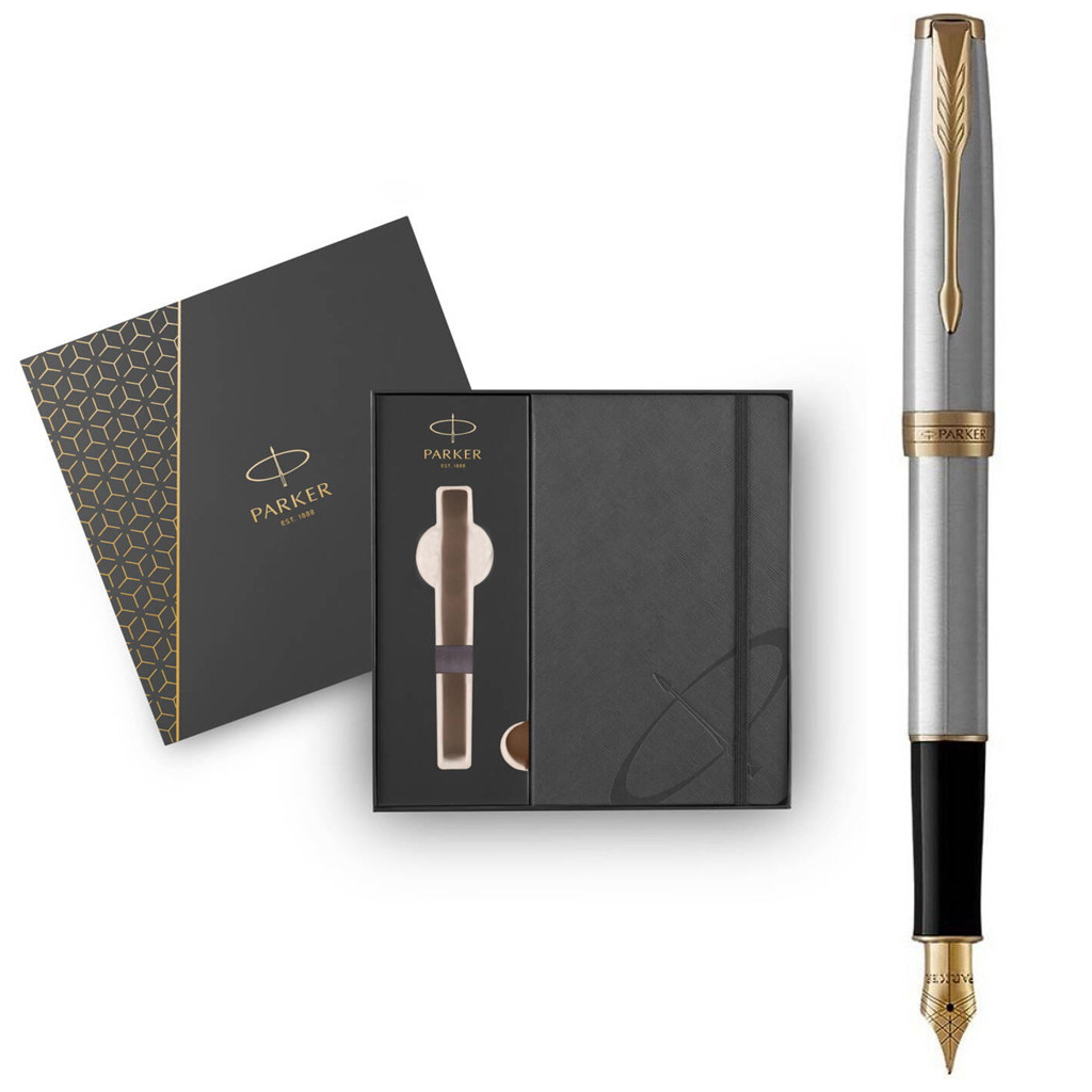 Ручка пір'яна Parker SONNET 17 Stainless Steel GT  FP F + блокнот Parker + подар.упаковка GIFT24 (84 111b24) - зображення 1