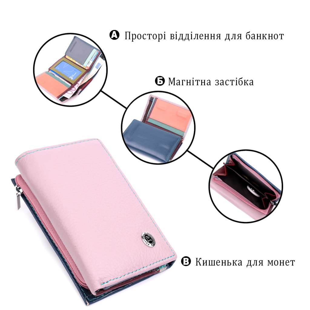 Гаманець ST Leather З натуральної шкіри Різнокольоровий (19462) - зображення 4