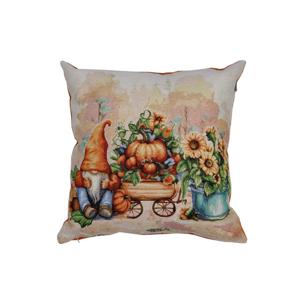 Подушка Прованс гобеленова Гарбузові гноми з возиком 45х45 см (036210) - изображение 1