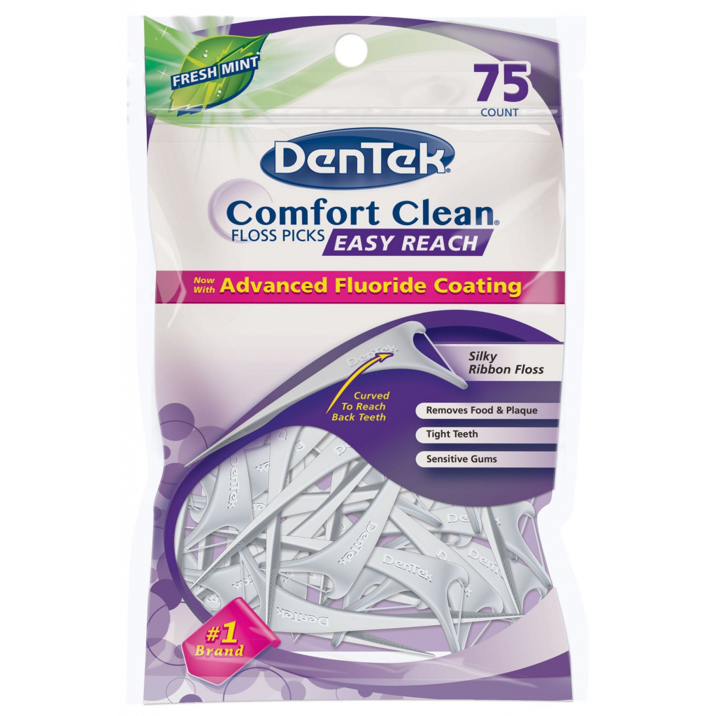 Флос-зубочистки DenTek Комфортне очищення Задні зуби 75 шт. (047701000892) - зображення 1