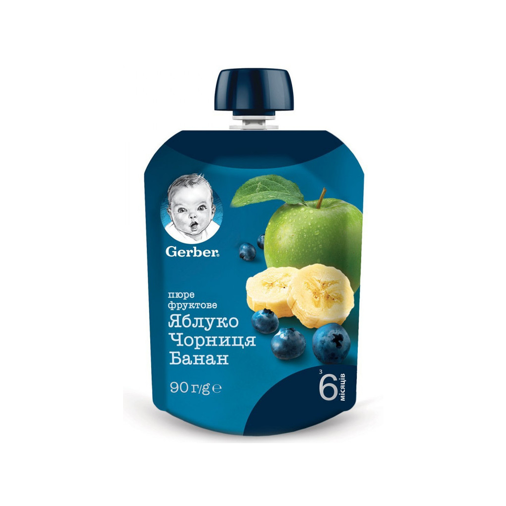 Дитяче пюре Gerber Яблуко, чорниця, банан 90г (1227025) - зображення 1