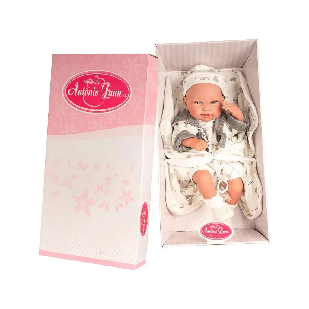 Пупс Antonio Juan Новонароджений Піпо в сірому з вініловим тілом 42 см (50083) - зображення 5
