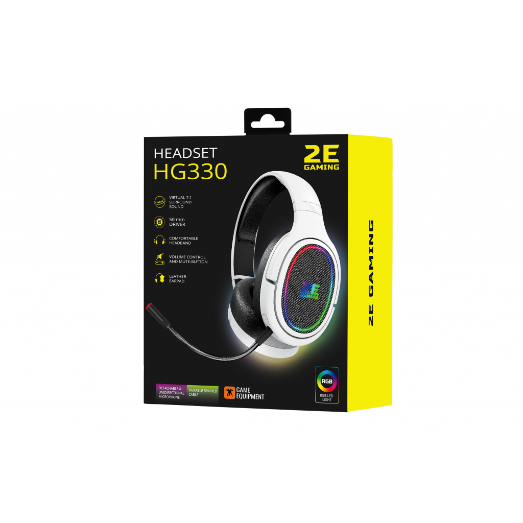 Навушники 2E HG330 RGB USB 7.1 White (2E-HG330WT-7.1) - зображення 2