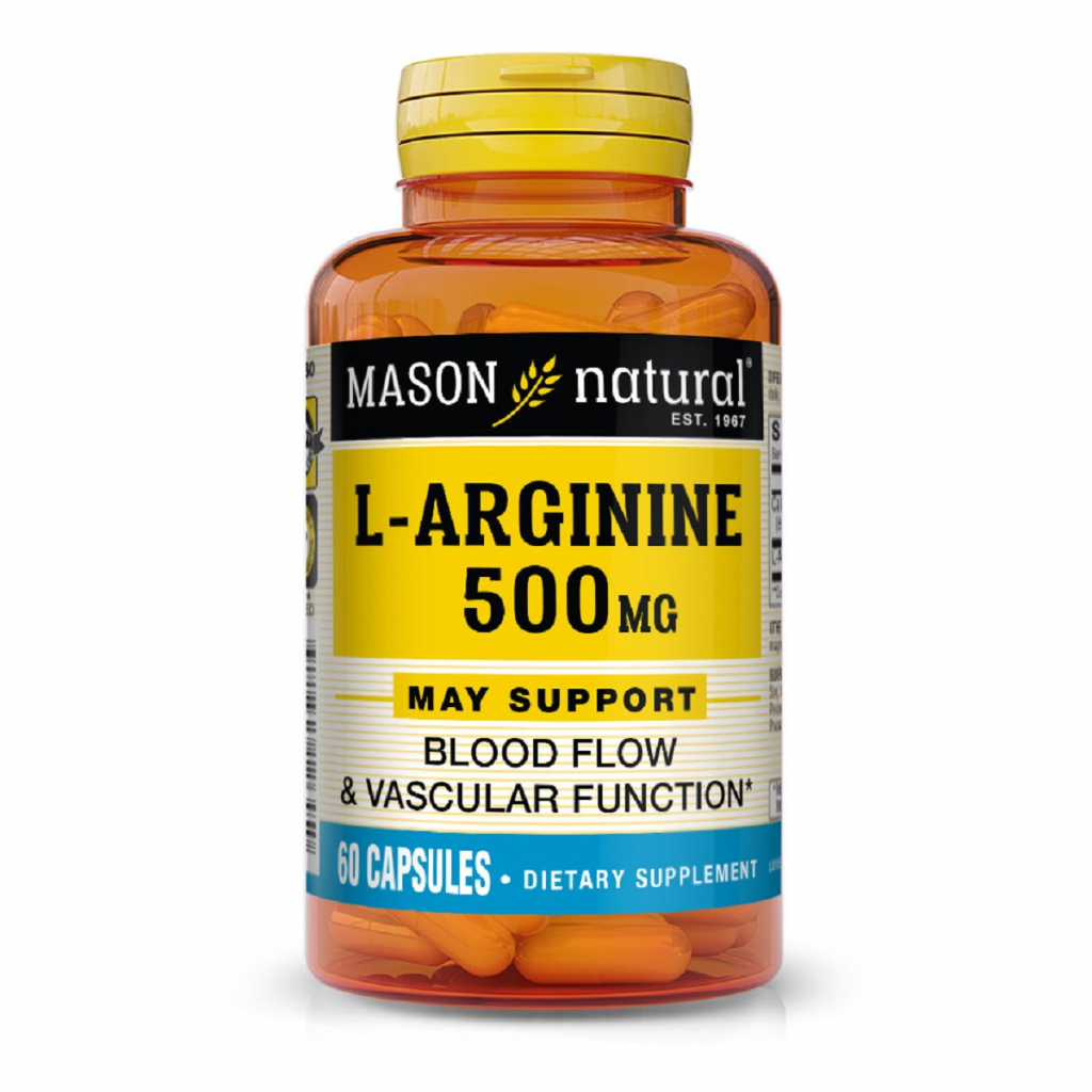 Амінокислота Mason Natural L-Аргінін 500 мг, L-Arginine, 60 капсул (MAV-12645) - зображення 1