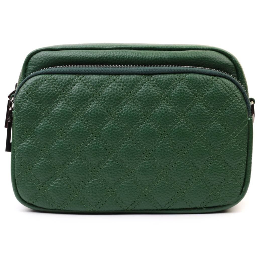 Сумка Vintage Жіноча прошита ромбами на лицьовій стороні з натуральної шкіри Зелена (22635) - зображення 5