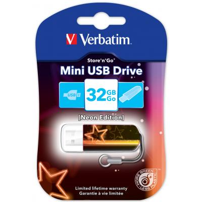 USB флеш накопичувач Verbatim 32GB Store 'n' Go Mini Neon USB 2.0 (49388) - зображення 2