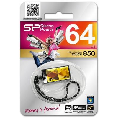 USB флеш накопичувач Silicon Power 64GB Touch 850 Amber (SP064GBUF2850V1A) - зображення 5