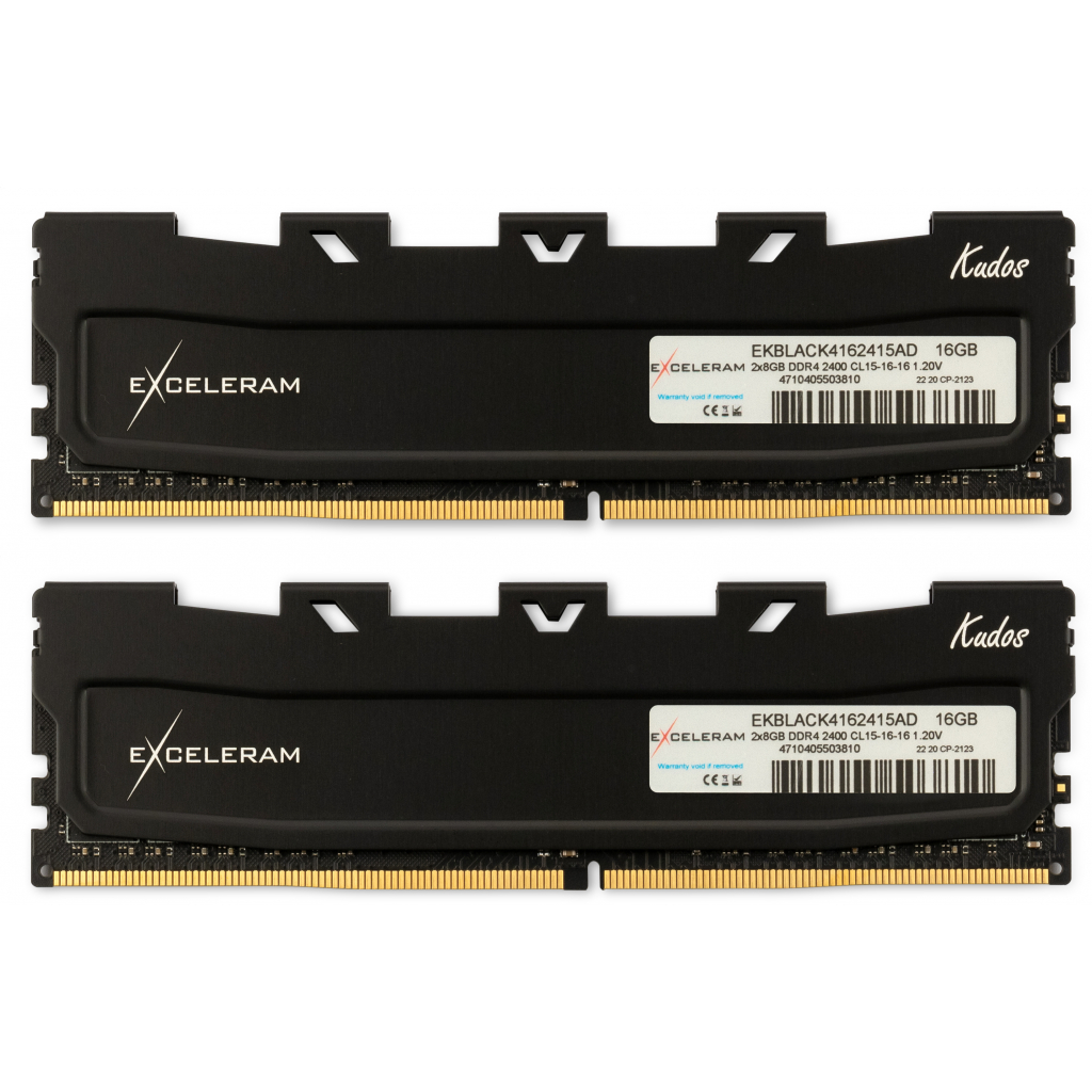 Модуль пам'яті для комп'ютера DDR4 16GB (2x8GB) 2400 MHz Black Kudos eXceleram (EKBLACK4162415AD) - зображення 1